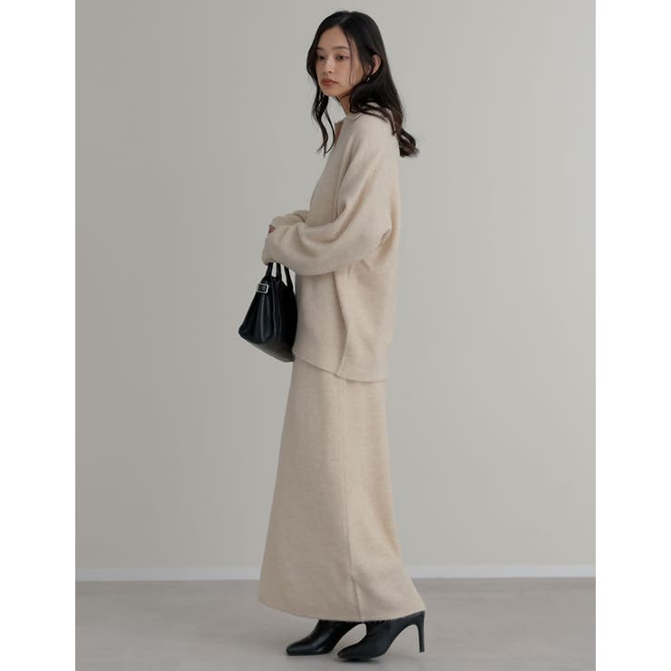 [2点セット][セットアップ][低身長サイズ有]カシミヤタッチスキッパーニットト… | Re:EDIT | 詳細画像22 