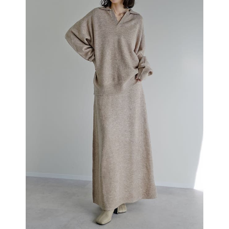 [2点セット][セットアップ][低身長サイズ有]カシミヤタッチスキッパーニットト… | Re:EDIT | 詳細画像33 