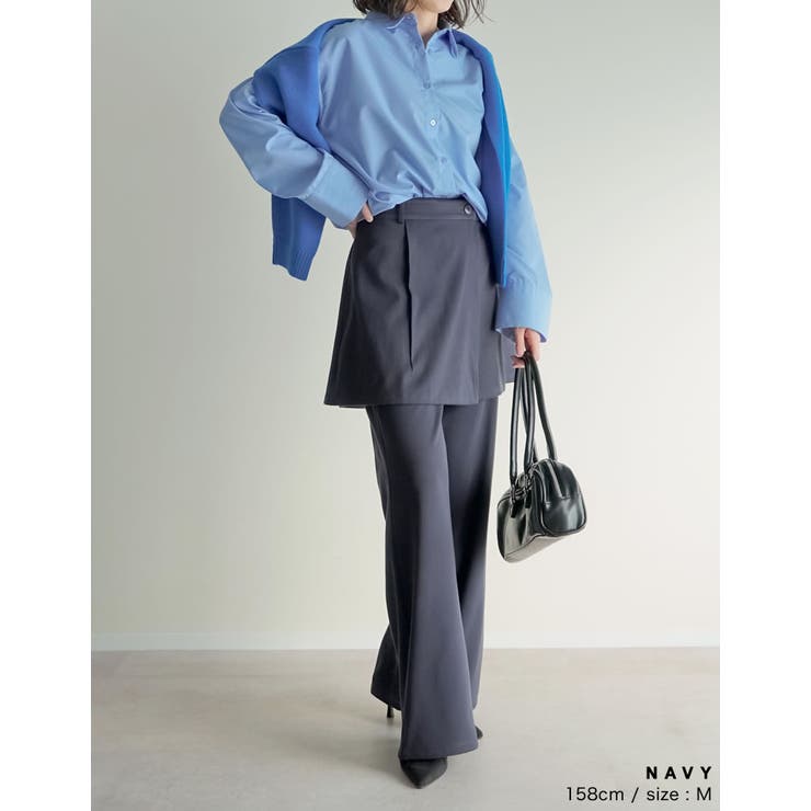 [低身長/高身長サイズ有][2点セット]微起毛ラップスカート×パンツ | Re:EDIT | 詳細画像17 