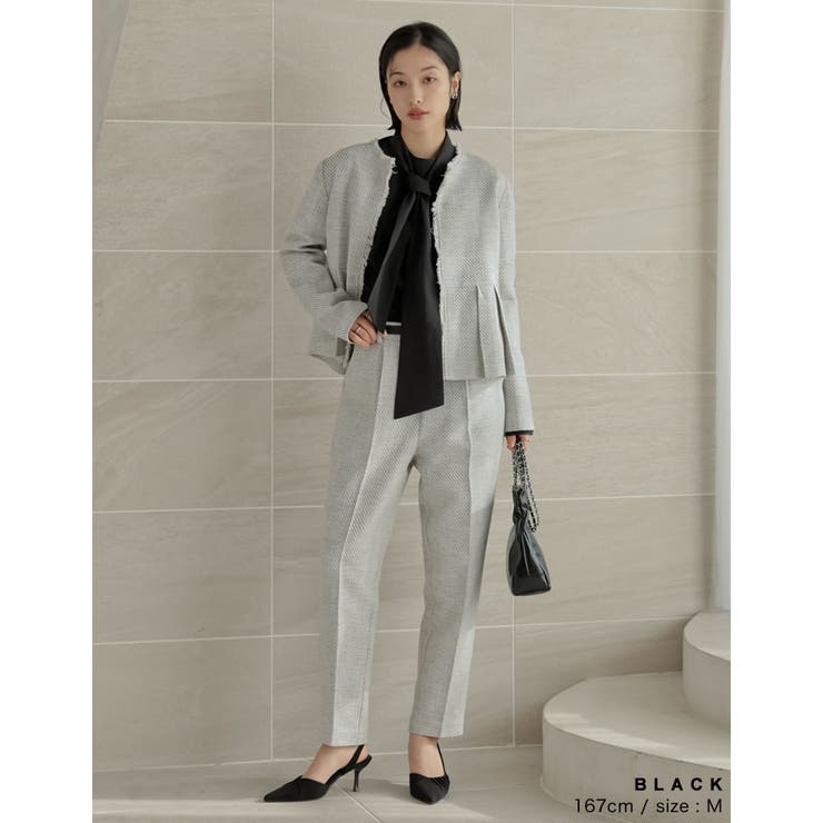 ピーチスキンタイ付きハイネックブラウス | Re:EDIT | 詳細画像23 