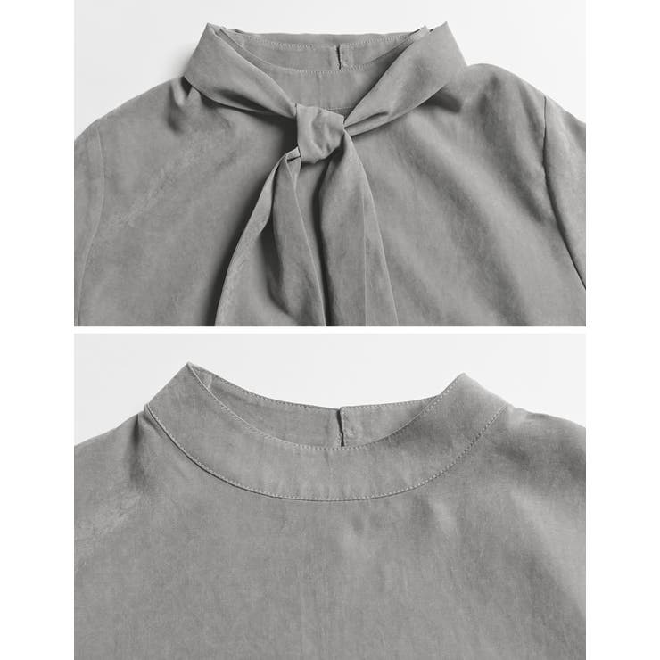 ピーチスキンタイ付きハイネックブラウス | Re:EDIT | 詳細画像29 