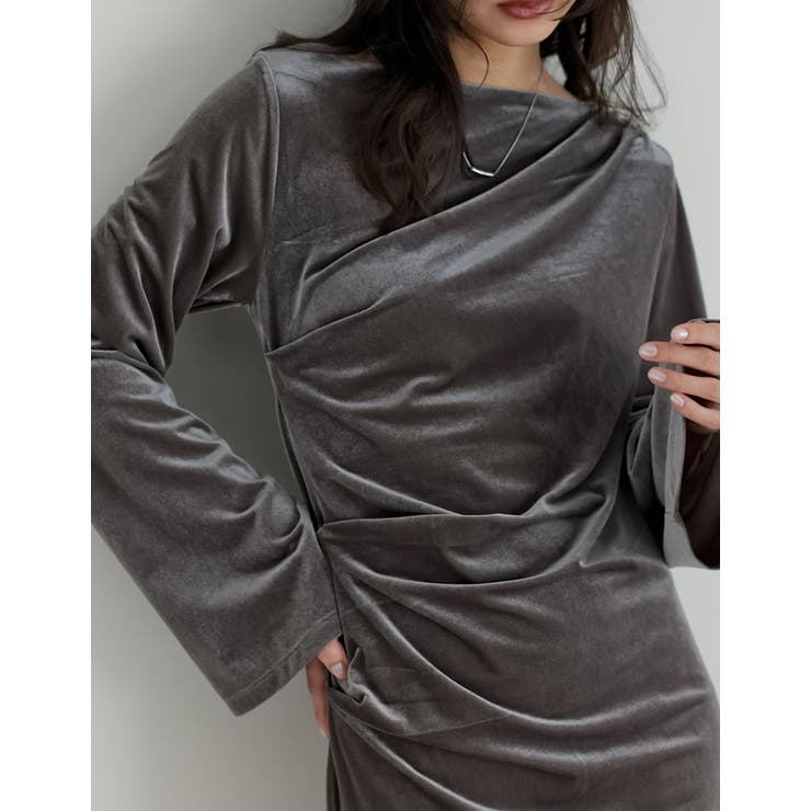 [低身長サイズ有]ベロアドレープマキシワンピース | Re:EDIT | 詳細画像11 