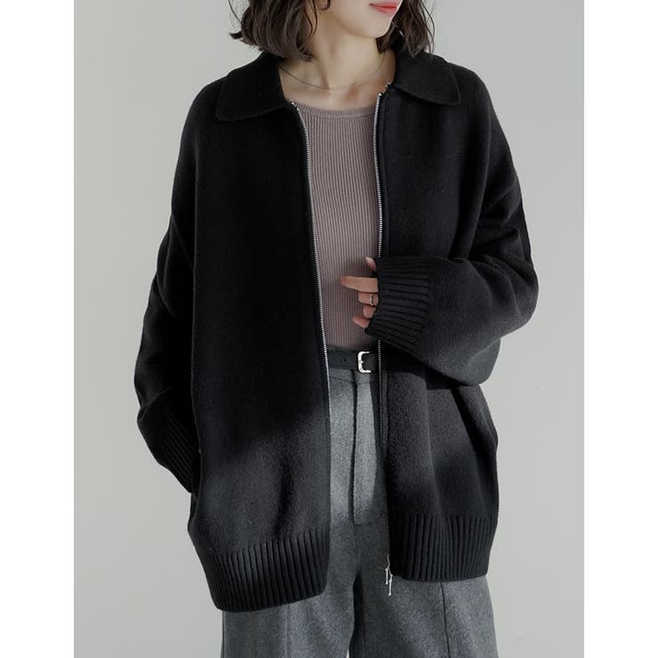 フェイクファー襟ダブルジップニットコート | Re:EDIT | 詳細画像14 