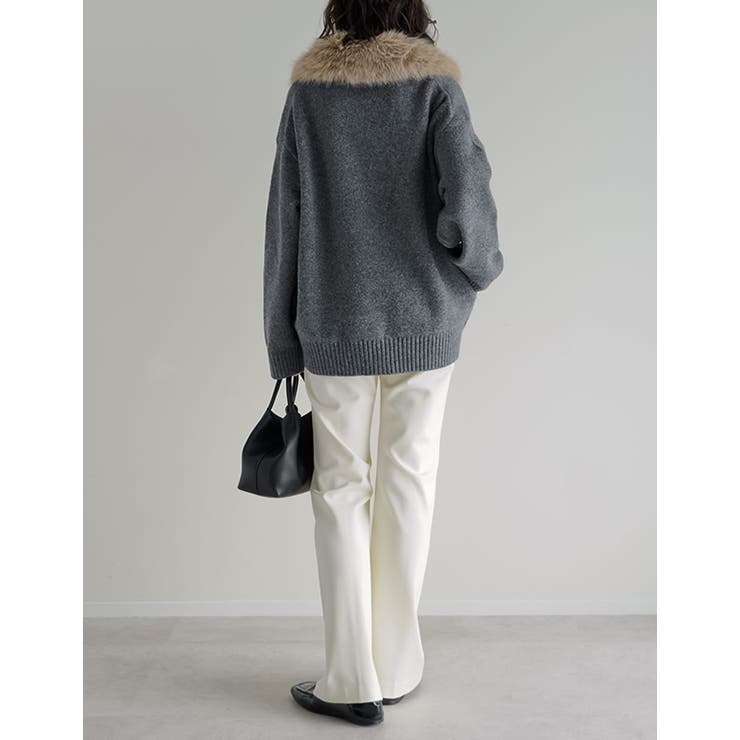 フェイクファー襟ダブルジップニットコート | Re:EDIT | 詳細画像10 