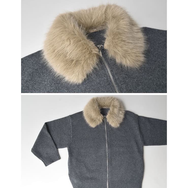 フェイクファー襟ダブルジップニットコート | Re:EDIT | 詳細画像24 