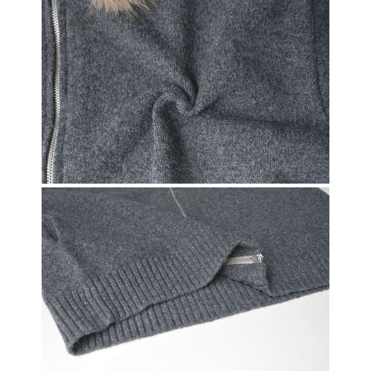 フェイクファー襟ダブルジップニットコート | Re:EDIT | 詳細画像30 