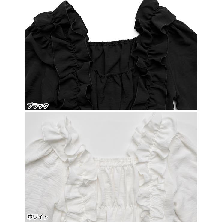 ポーラスクエアネックキャンディスリーブシャーリングブラウス | Re:EDIT | 詳細画像16 