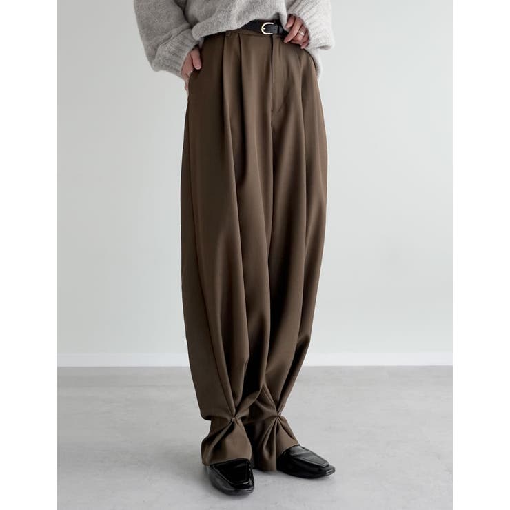 [低身長/高身長サイズ有]2WAYツイル裾ボタンワイドストレートパンツ | Re:EDIT | 詳細画像5 