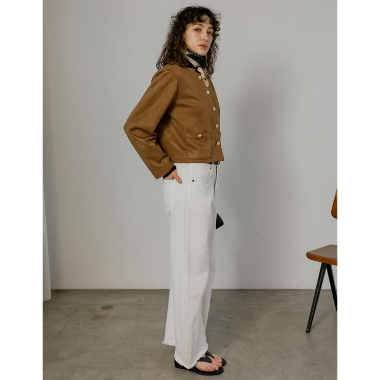 [2026S S COLLECTION]フェイクスウェードノーカラー金ボタンジャ… | Re:EDIT | 詳細画像8 