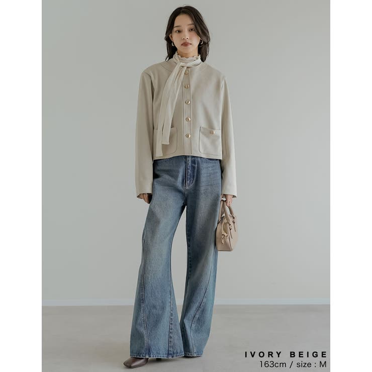 [2026S S COLLECTION]フェイクスウェードノーカラー金ボタンジャ… | Re:EDIT | 詳細画像10 