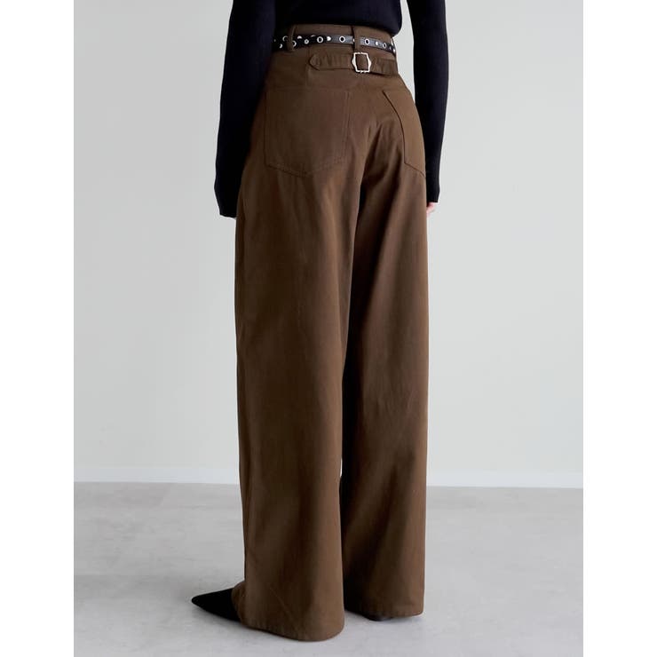 [低身長/高身長サイズ有]コットンツイル後ろバックルデザインパンツ | Re:EDIT | 詳細画像13 