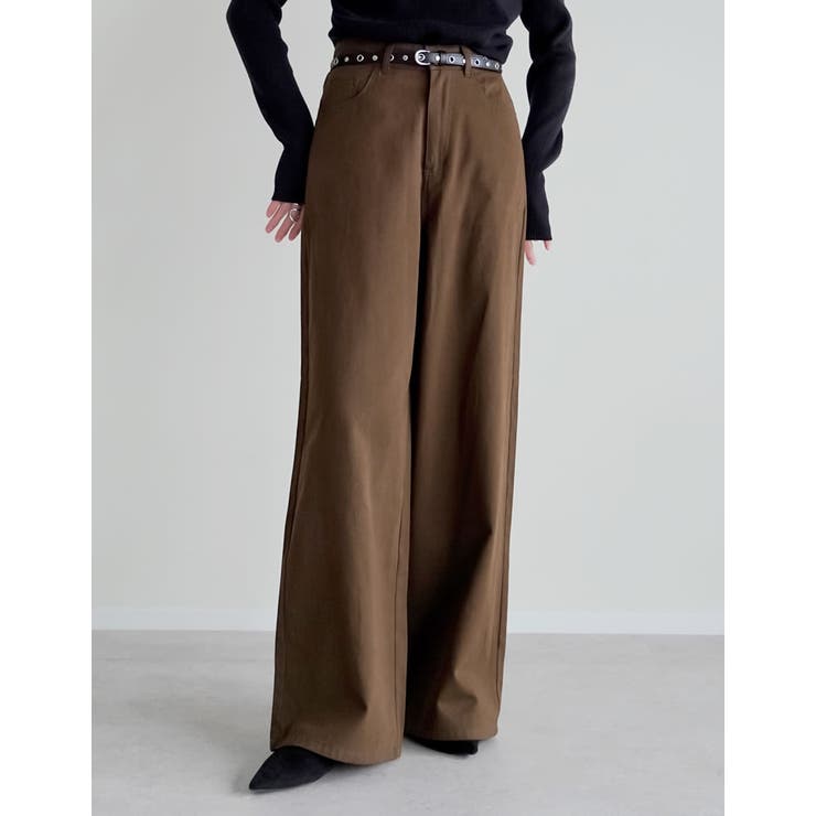 [低身長/高身長サイズ有]コットンツイル後ろバックルデザインパンツ | Re:EDIT | 詳細画像4 