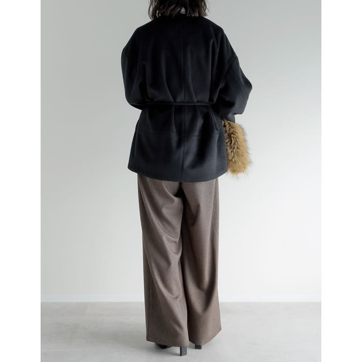 フェイクウールベルト付きノーカラーコート | Re:EDIT | 詳細画像10 