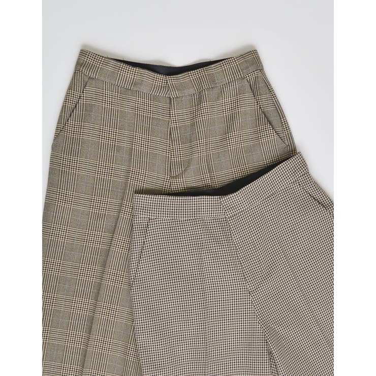 [低身長/高身長サイズ有]チェック柄内ゴムキックフレアパンツ | Re:EDIT | 詳細画像2 