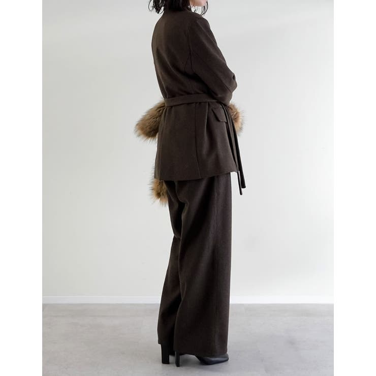 圧縮ウールライクウエストベルト付きテーラードジャケット | Re:EDIT | 詳細画像17 