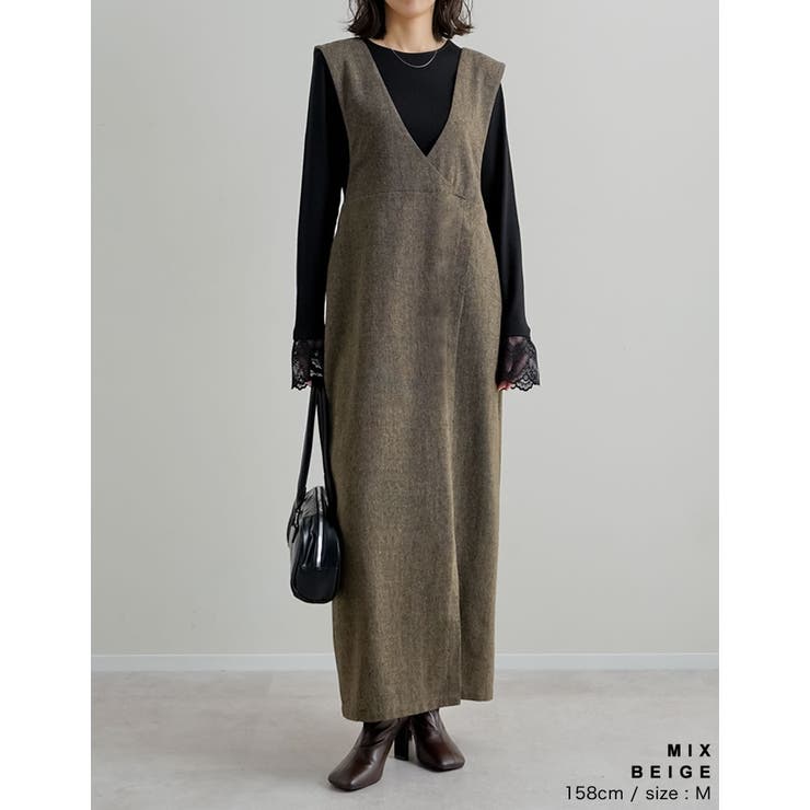 [低身長サイズ有]ツイードラップデザイン風ジャンパースカート | Re:EDIT | 詳細画像15 