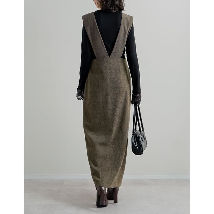 [低身長サイズ有]ツイードラップデザイン風ジャンパースカート | Re:EDIT | 詳細画像17 