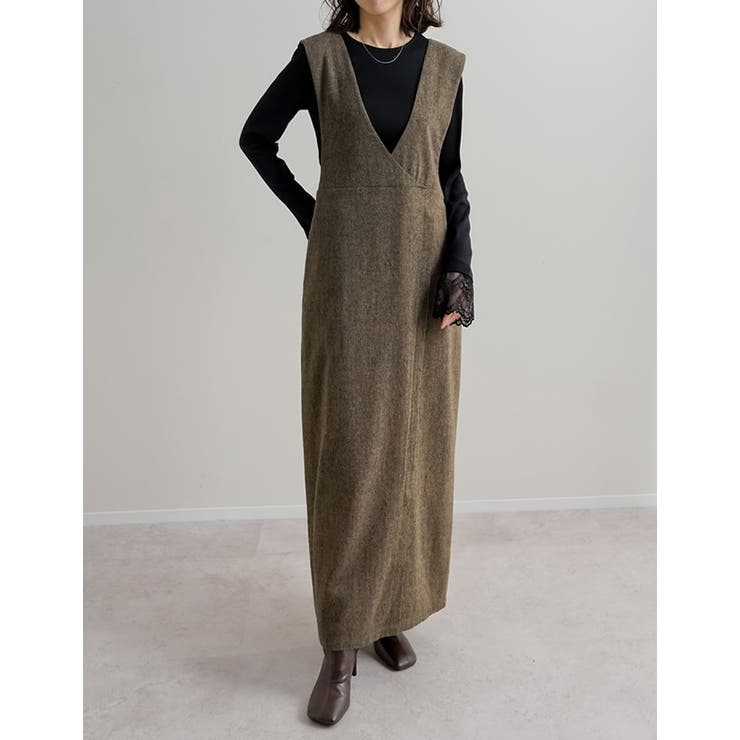 [低身長サイズ有]ツイードラップデザイン風ジャンパースカート | Re:EDIT | 詳細画像5 