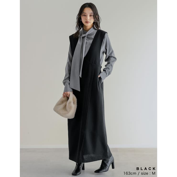 [低身長サイズ有]ツイードラップデザイン風ジャンパースカート | Re:EDIT | 詳細画像7 