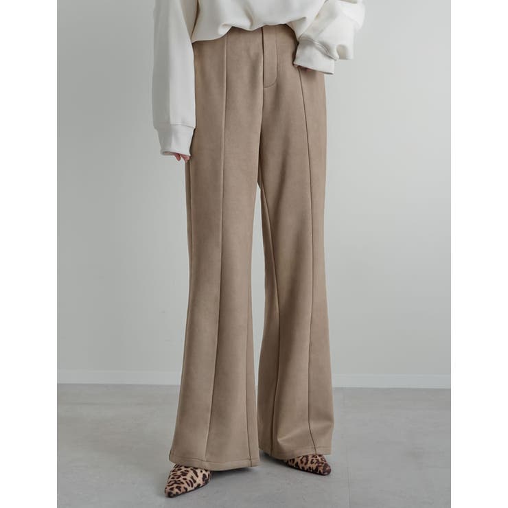 モカ(605) | [低身長/高身長サイズ有]スウェードポンチキックフレアパンツ | Re:EDIT