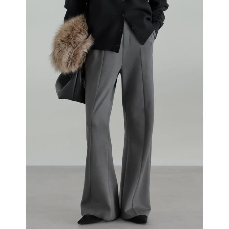 チャコールグレー(703) | [低身長/高身長サイズ有]スウェードポンチキックフレアパンツ | Re:EDIT