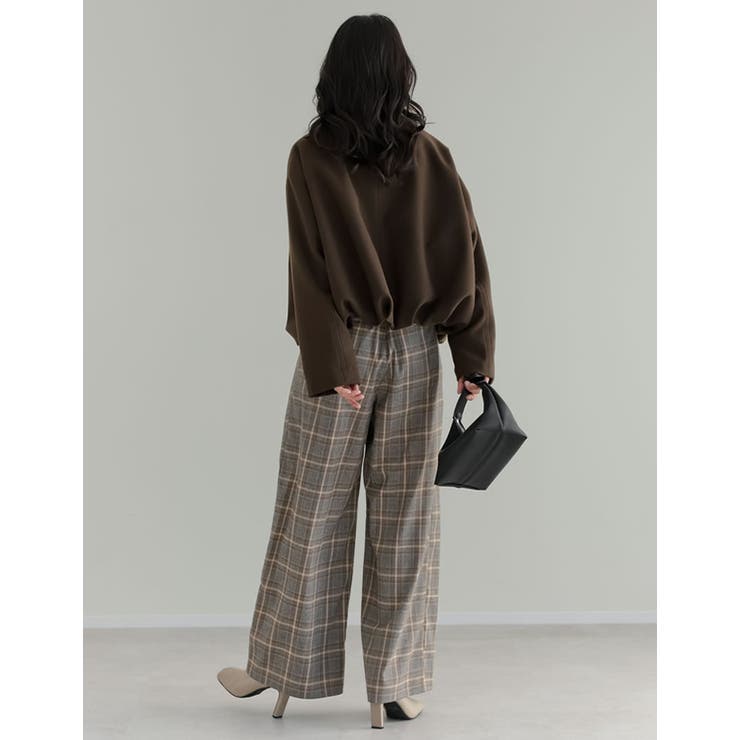 [低身長/高身長サイズ有]チェック柄ダブルタックワイドパンツ | Re:EDIT | 詳細画像11 