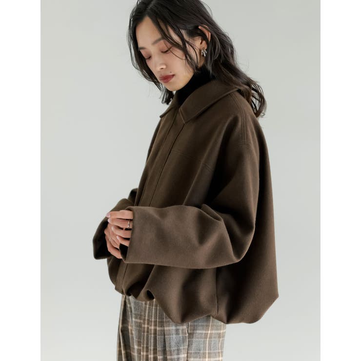 [ファー取り外し可能]襟ファー起毛カルゼ裾バルーンブルゾン | Re:EDIT | 詳細画像13 