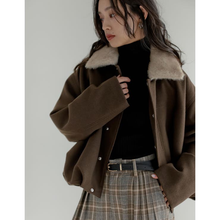[ファー取り外し可能]襟ファー起毛カルゼ裾バルーンブルゾン | Re:EDIT | 詳細画像4 