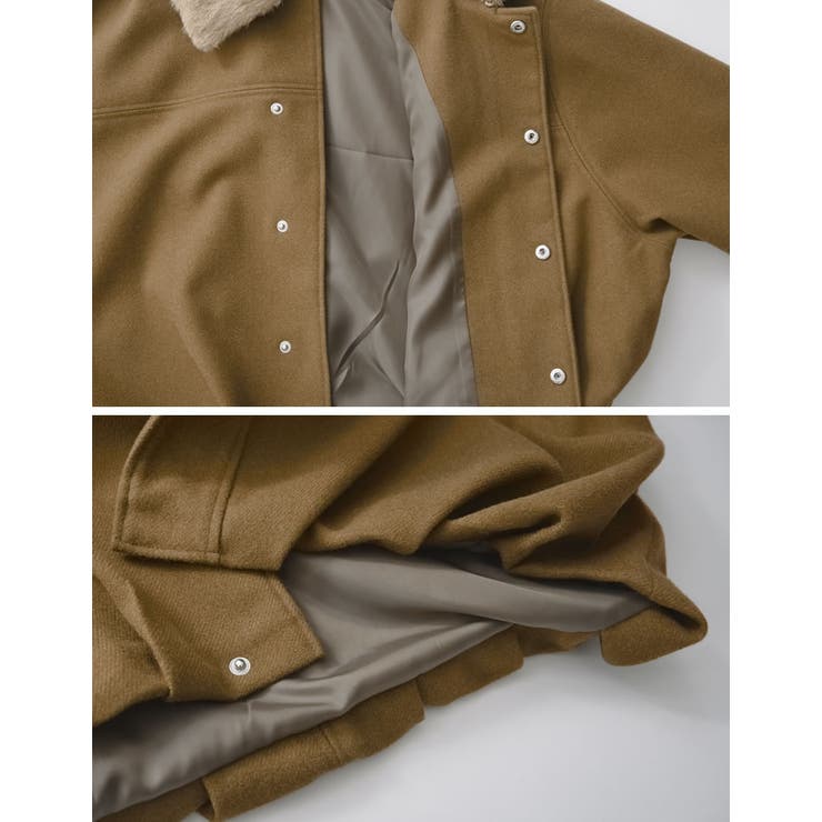 [ファー取り外し可能]襟ファー起毛カルゼ裾バルーンブルゾン | Re:EDIT | 詳細画像24 