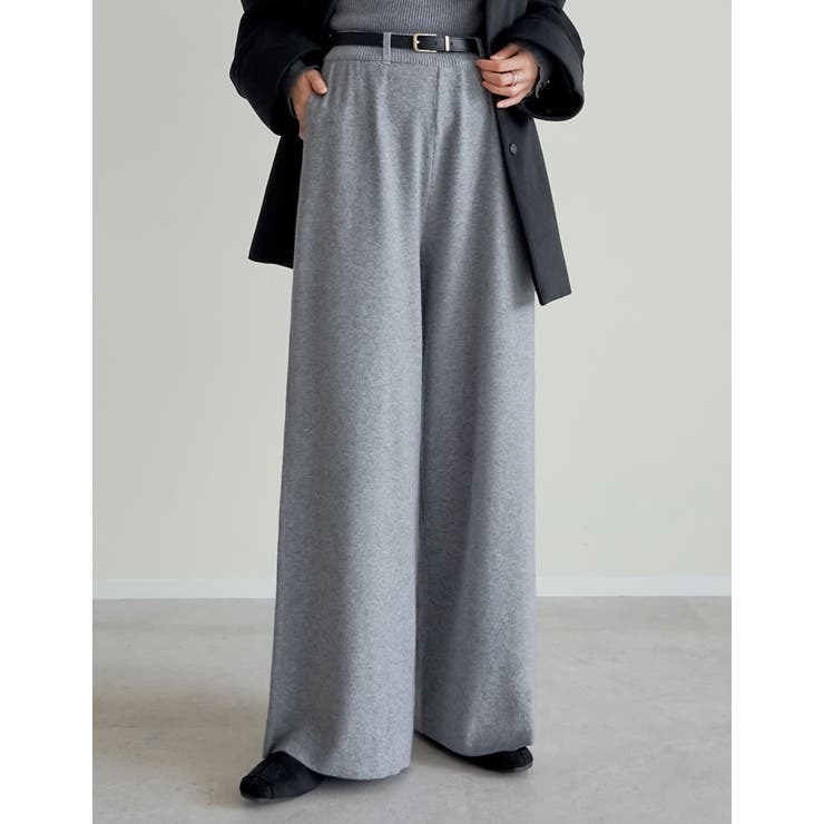 [低身長/高身長サイズ有]ベルトループ付きニットパンツ | Re:EDIT | 詳細画像31 