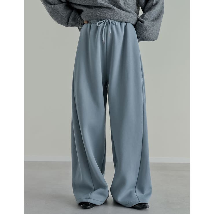 ライトブルー(611) | [低身長/高身長サイズ有]裏起毛スウェットサイドタックバルーンパンツ | Re:EDIT