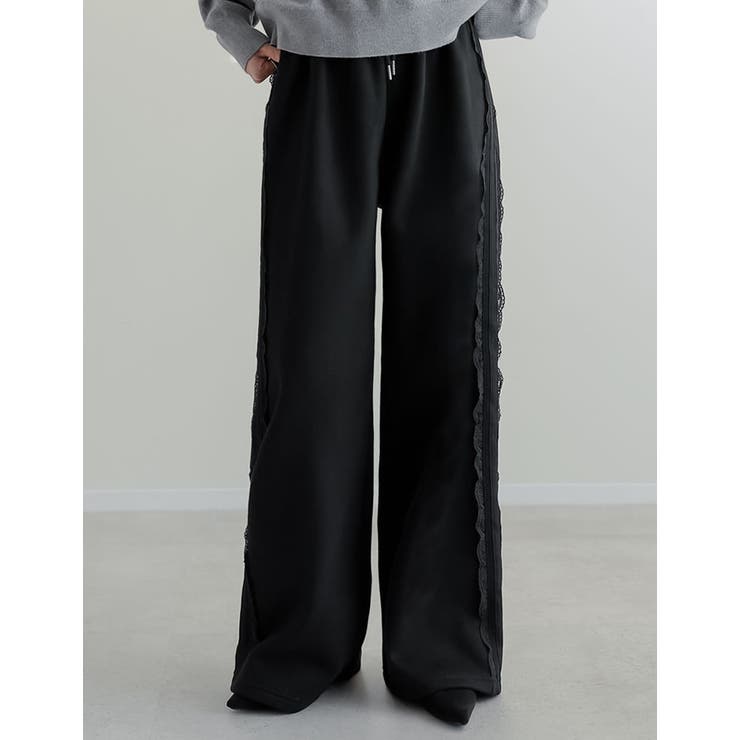 [低身長/高身長サイズ有]裏起毛サイドレースラインパンツ | Re:EDIT | 詳細画像14 