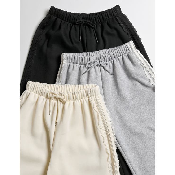 [低身長/高身長サイズ有]裏起毛サイドレースラインパンツ | Re:EDIT | 詳細画像2 