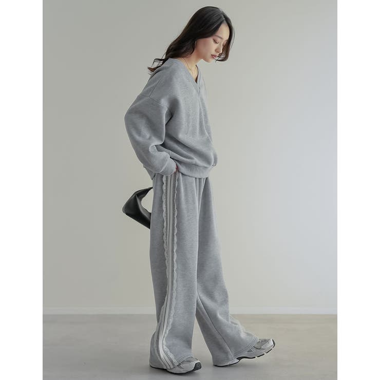 [低身長/高身長サイズ有]裏起毛サイドレースラインパンツ | Re:EDIT | 詳細画像8 