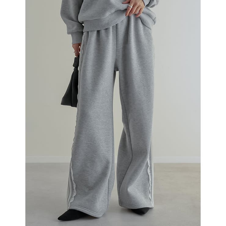 [低身長/高身長サイズ有]裏起毛サイドレースラインパンツ | Re:EDIT | 詳細画像9 