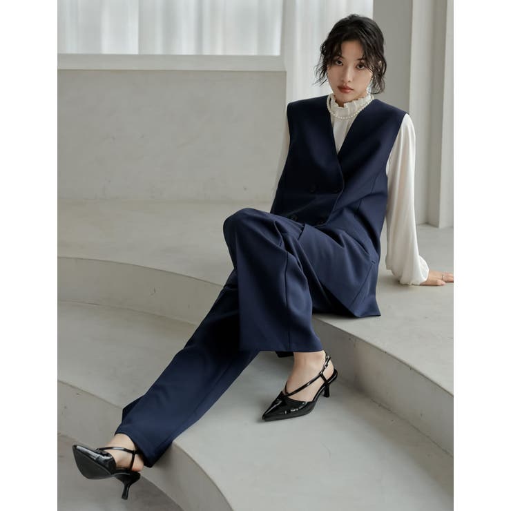 [低身長/高身長サイズ有]ツイルタックストレートパンツ | Re:EDIT | 詳細画像14 