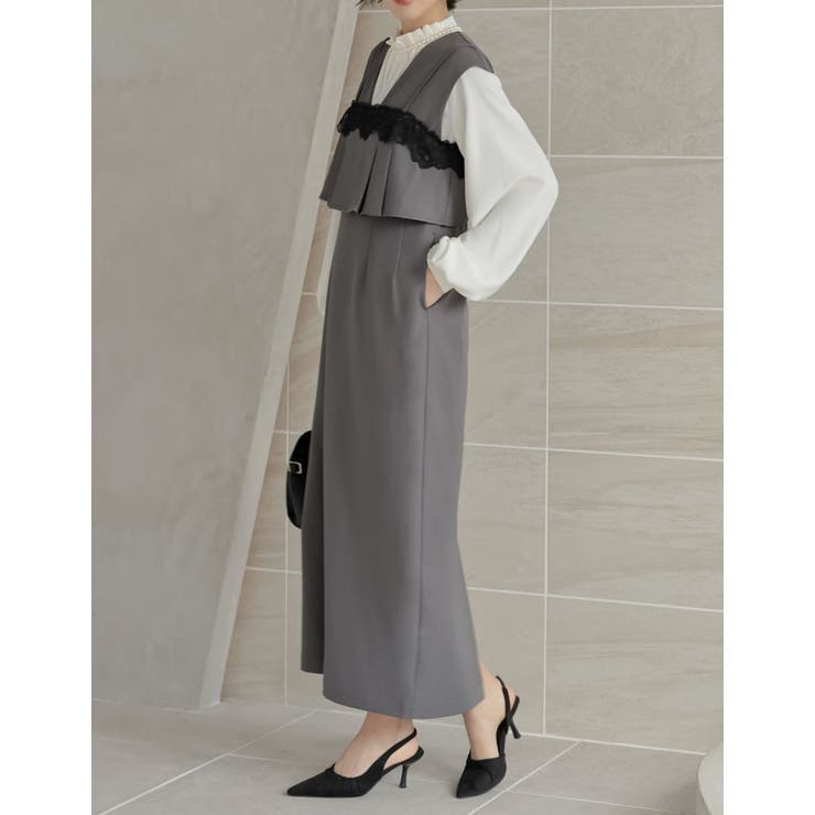 [2点セット][低身長 高身長サイズ有]ストレッチミックスツイルワンピース×レー… | Re:EDIT | 詳細画像16 