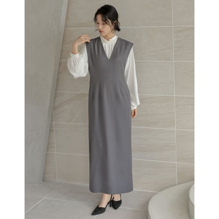 [2点セット][低身長 高身長サイズ有]ストレッチミックスツイルワンピース×レー… | Re:EDIT | 詳細画像5 