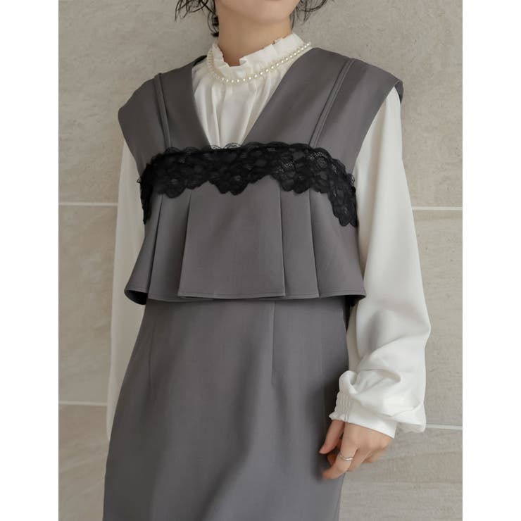 [2点セット][低身長 高身長サイズ有]ストレッチミックスツイルワンピース×レー… | Re:EDIT | 詳細画像22 