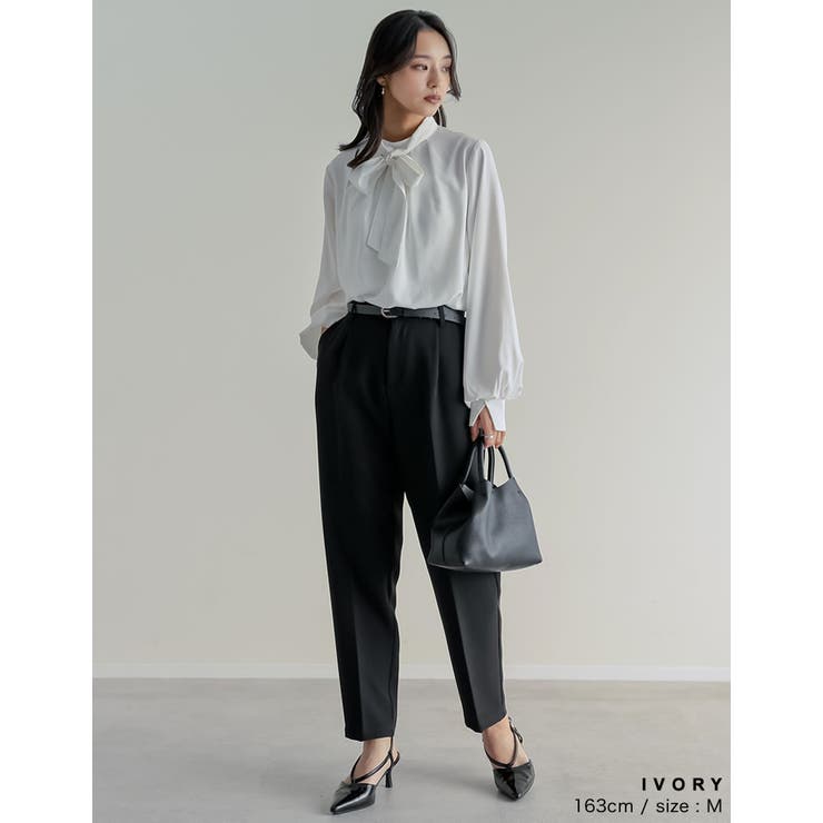 [2WAY]ボウタイリボン付きタックブラウス | Re:EDIT | 詳細画像6 