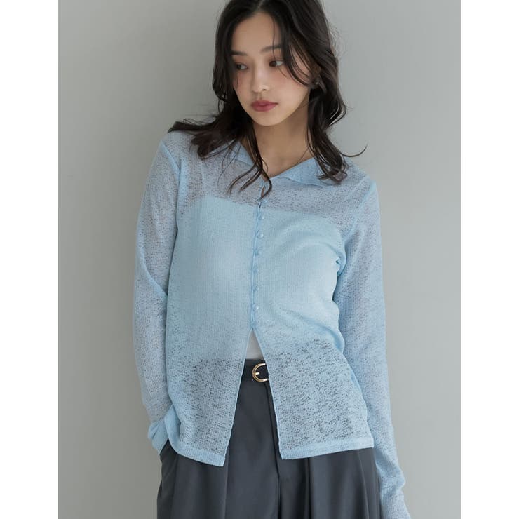 ライトブルー(611) | [2026S/S COLLECTION]シアーカットレースカーディガン | Re:EDIT