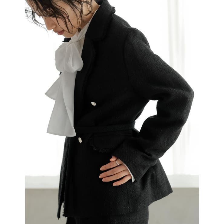 ツイードベルト付きダブルテーラードジャケット | Re:EDIT | 詳細画像11 