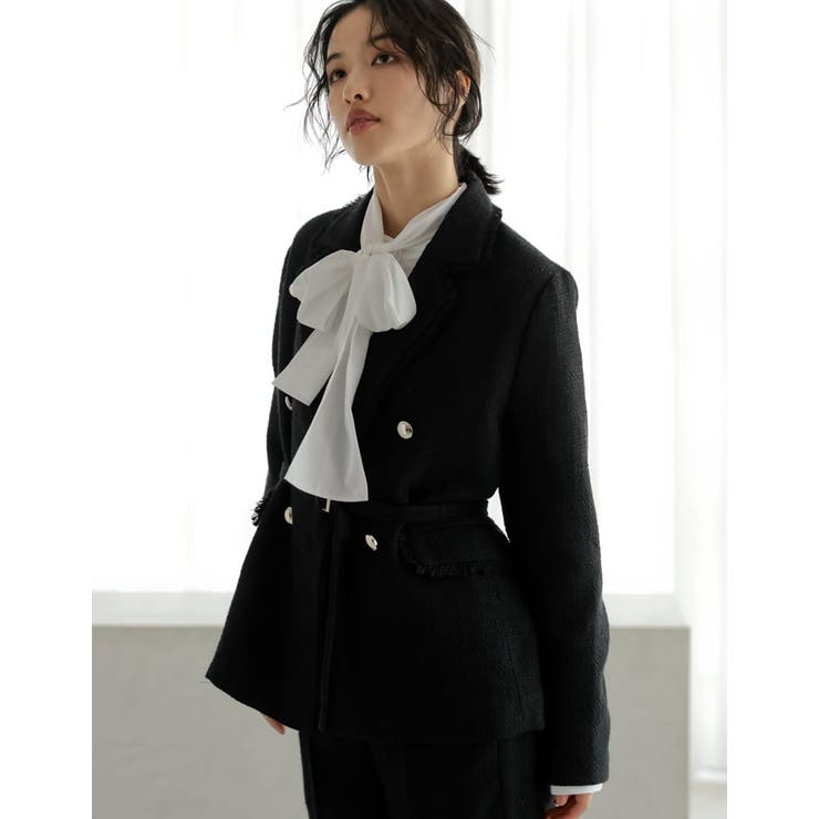 ツイードベルト付きダブルテーラードジャケット | Re:EDIT | 詳細画像12 