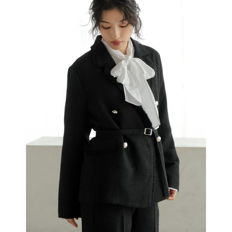 ツイードベルト付きダブルテーラードジャケット | Re:EDIT | 詳細画像13 