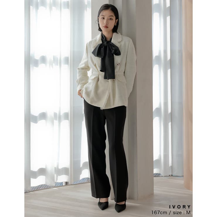 ツイードベルト付きダブルテーラードジャケット | Re:EDIT | 詳細画像14 