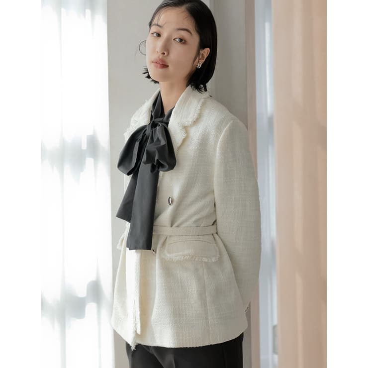 ツイードベルト付きダブルテーラードジャケット | Re:EDIT | 詳細画像15 