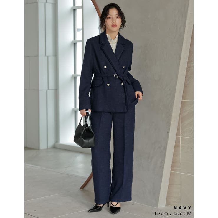 ツイードベルト付きダブルテーラードジャケット | Re:EDIT | 詳細画像16 