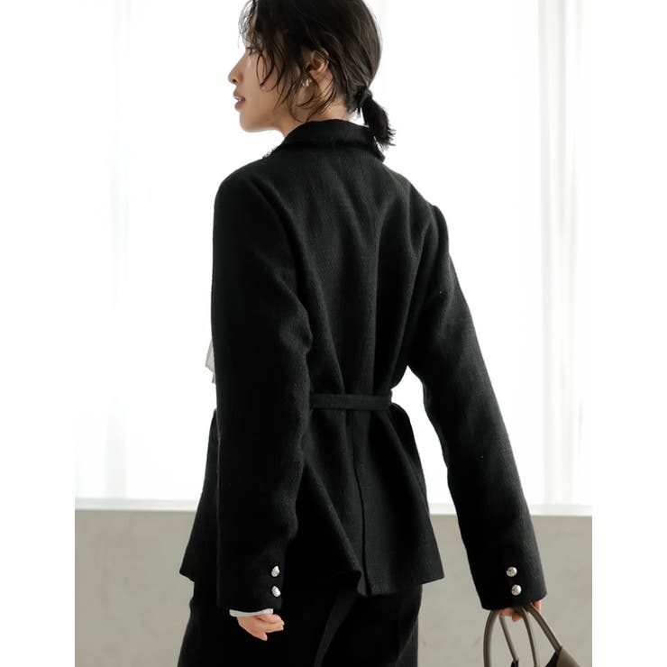 ツイードベルト付きダブルテーラードジャケット | Re:EDIT | 詳細画像9 