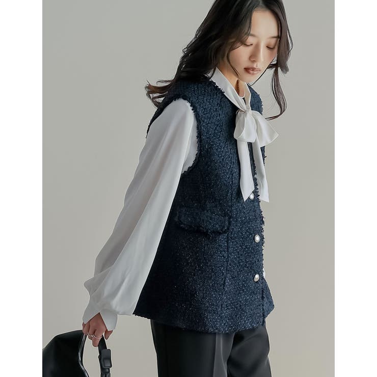 ファンシーツイードぺプラムベスト | Re:EDIT | 詳細画像12 