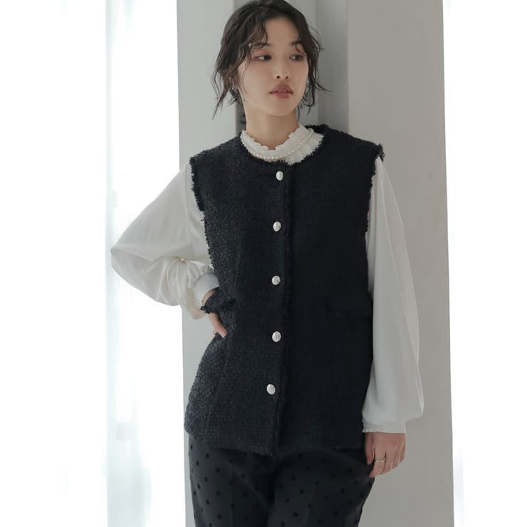 ファンシーツイードぺプラムベスト | Re:EDIT | 詳細画像3 